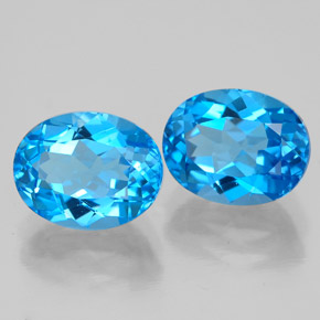 5.43 ct Blue Topaz Stone, Natural Topaz in Oval Facet Shape for Sale
