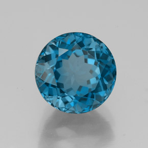 4.06 ct Blue Topaz Stone, Natural Topaz in Round Facet Shape for Sale