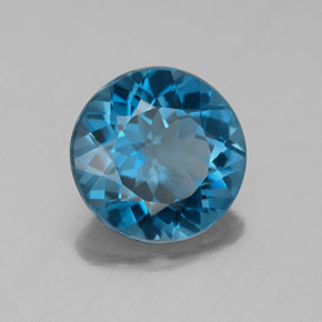 3.01 ct Blue Topaz Stone, Natural Topaz in Round Facet Shape for Sale