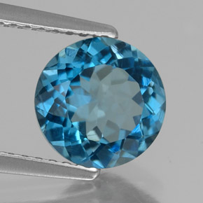 2.00 ct Blue Topaz Stone, Natural Topaz in Round Facet Shape for Sale