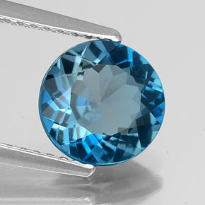 1.95 ct Blue Topaz Stone, Natural Topaz in Round Facet Shape for Sale