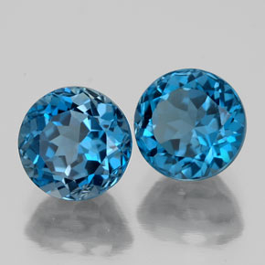 3.94 ct Blue Topaz Stone, Natural Topaz in Round Facet Shape for Sale