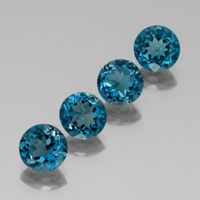 6.47 ct Blue Topaz Stone, Natural Topaz in Round Facet Shape for Sale
