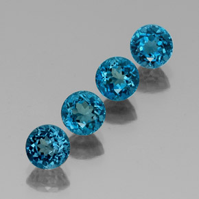 4.79 ct Blue Topaz Stone, Natural Topaz in Round Facet Shape for Sale