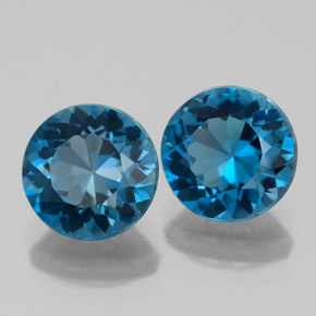 4.74 ct Blue Topaz Stone, Natural Topaz in Round Facet Shape for Sale