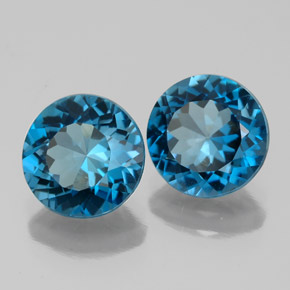 4.51 ct Blue Topaz Stone, Natural Topaz in Round Facet Shape for Sale