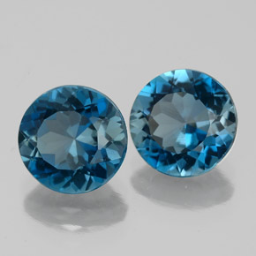 4.32 ct Blue Topaz Stone, Natural Topaz in Round Facet Shape for Sale