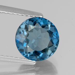 2.52 ct Blue Topaz Stone, Natural Topaz in Round Facet Shape for Sale