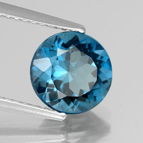 2.26 ct Blue Topaz Stone, Natural Topaz in Round Facet Shape for Sale