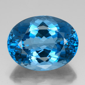 43.70 ct Blue Topaz Gemstone, Topaz Gem in Oval Facet Shape for Sale.