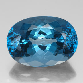 44.21 ct Blue Topaz Gemstone, Topaz Gem in Oval Facet Shape for Sale.