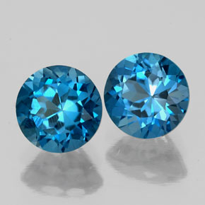 3.79 ct Blue Topaz Stone, Natural Topaz in Round Facet Shape for Sale