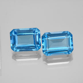 3.85 ct Blue Topaz Gemstone, Topaz Gem in Octagon Facet Shape for Sale.