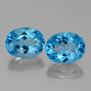 4.85 ctw Blue Topaz Gemstones, Topaz Gems in Oval Facet Shape for Sale.