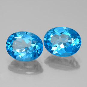 4.84 ct Blue Topaz Stone, Natural Topaz in Oval Facet Shape for Sale