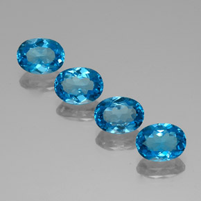 6.80 ct Blue Topaz Gemstone, Topaz Gem in Oval Facet Shape for Sale.