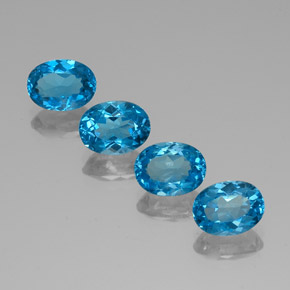 6.84 ctw Blue Topaz Gemstones, Topaz Gems in Oval Facet Shape for Sale.