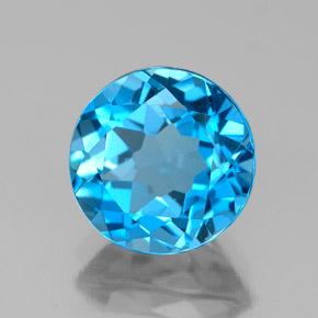 3.10 ct Blue Topaz Stone, Natural Topaz in Round Facet Shape for Sale