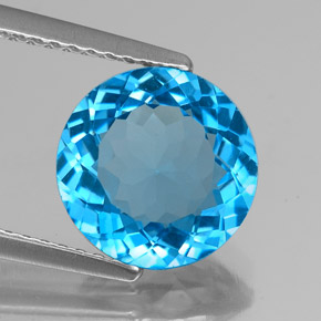 3.24 ct Blue Topaz Gemstone, Topaz Gem in Round Facet Shape for Sale.