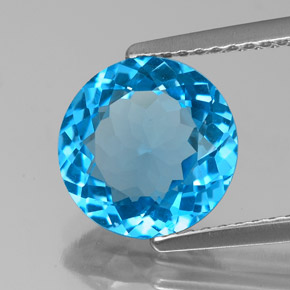 3.24 ct Blue Topaz Stone, Natural Topaz in Round Facet Shape for Sale