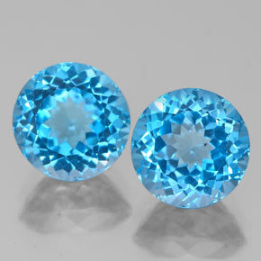 5.41 ct Blue Topaz Gemstone, Topaz Gem in Round Facet Shape for Sale.