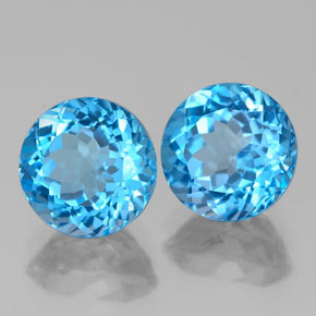 5.41 ct Blue Topaz Stone, Natural Topaz in Round Facet Shape for Sale