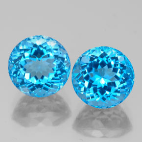 5.95 ct Blue Topaz Gemstone, Topaz Gem in Round Facet Shape for Sale.