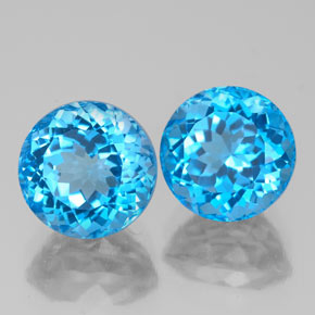 5.95 ct Blue Topaz Stone, Natural Topaz in Round Facet Shape for Sale
