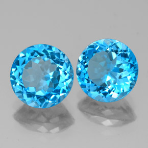 4.63 ct Blue Topaz Stone, Natural Topaz in Round Facet Shape for Sale