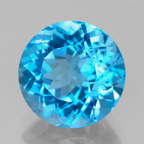 3.69 ct Blue Topaz Stone, Natural Topaz in Round Facet Shape for Sale