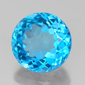 3.48 ct Blue Topaz Stone, Natural Topaz in Round Facet Shape for Sale