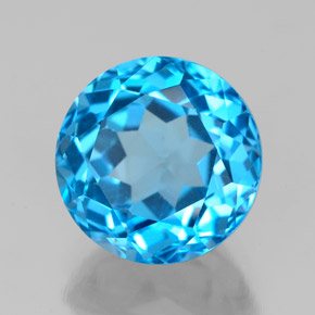 3.86 ct Blue Topaz Stone, Natural Topaz in Round Facet Shape for Sale
