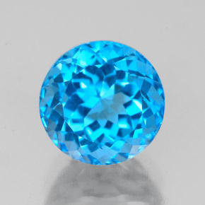 3.16 ct Blue Topaz Gemstone, Topaz Gem in Round Facet Shape for Sale.