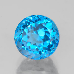 3.16 ct Blue Topaz Stone, Natural Topaz in Round Facet Shape for Sale