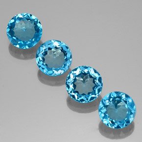 5.93 ct Blue Topaz Gemstone, Topaz Gem in Round Facet Shape for Sale.