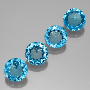 5.93 ct Blue Topaz Stone, Natural Topaz in Round Facet Shape for Sale