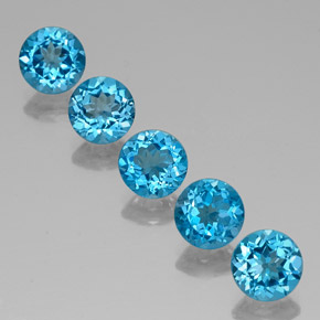 7.65 ct Swiss Blue Topaz Gemstone, Topaz Gem in Round Facet Shape for Sale.