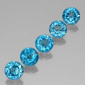 7.65 ct Swiss Blue Topaz Stone, Natural Topaz in Round Facet Shape for Sale