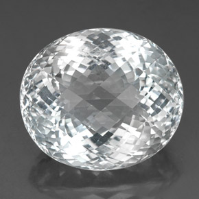 86.40 ct White Topaz Gemstone, Topaz Gem in Oval Checkerboard Shape for Sale.