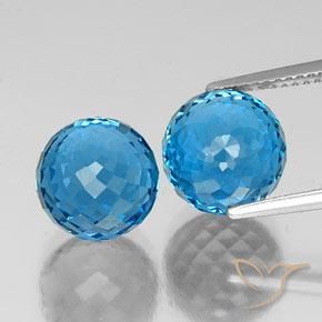 15.15 ct Swiss Blue Topaz, 9.3 mm Faceted Sphere From Brazil, Photo A