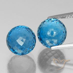 13.05 ct Loose Swiss Blue Topaz, 8.9 mm Faceted Sphere From Brazil, Photo A