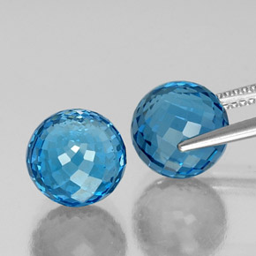 Topaz Gemstones in 9.3 mm Size for Sale, Topaz Stones in Swiss Blue Color