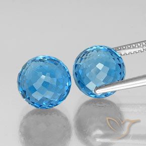 Topaz Gemstones in 9 mm (calibrated) Size for Sale, Topaz Stones in Swiss Blue Color