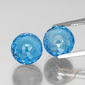 13.04 ct Swiss Blue Topaz, 9 mm Faceted Sphere From Brazil, Photo A
