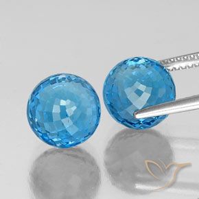 Topaz Gemstones in 9 mm (calibrated) Size for Sale, Topaz Stones in Swiss Blue Color
