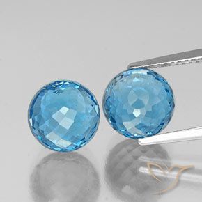 11.94 ct Swiss Blue Topaz, 8.6 mm Faceted Sphere From Brazil, Photo A
