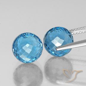 Topaz Gemstones in 9 mm (calibrated) Size for Sale, Topaz Stones in Swiss Blue Color
