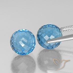 Topaz Gemstones in 9 mm (calibrated) Size for Sale, Topaz Stones in Swiss Blue Color