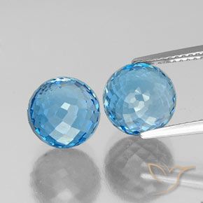 12.13 ct Swiss Blue Topaz, 8.7 mm Faceted Sphere From Brazil, Photo A