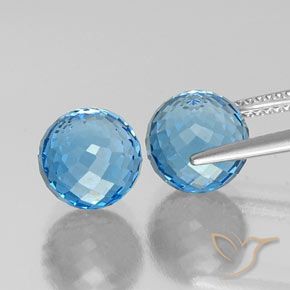 Topaz Gemstones in 9 mm (calibrated) Size for Sale, Topaz Stones in Swiss Blue Color